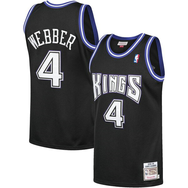 Camiseta Chris Webber 4 Sacramento Kings 1998-1999 Negro Hombre